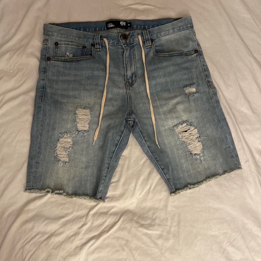 RSQ JEAN SHORTS CUT OFFS PULL-TIE WAISTBAND SIZE 34